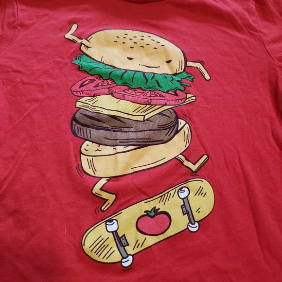 Skater Graphic T-Shirt Kickflip Burger Action Apparel Size 5 100% Cotton - Picture 3 of 3